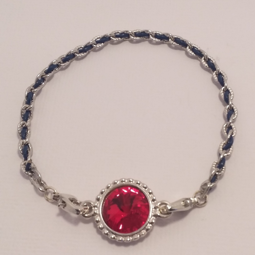 Swarovski Red Crystal Leather Braided Bracelet